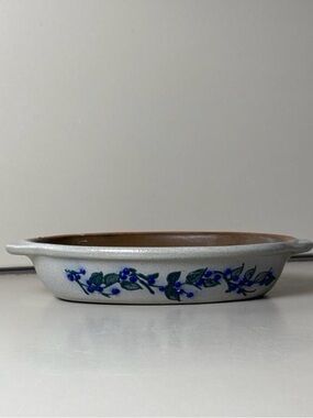 Salmon Falls Stoneware BlueBerry Vine Oval Ceramic Baking Dish